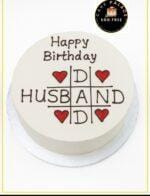 Happy Birthday Husband Egg-Free Fresh Cream Cake – Egg-free fresh cream cake by Cake Palace Sheffield