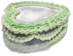 Classic heart celebration cake with layered green and white piping, handcrafted for birthdays and special occasions