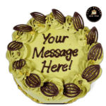 Egg free pistachio birthday cake with personalised message from Cake Palace Sheffield