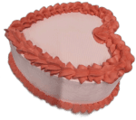 Egg Free Pink Heart Celebration Cake with pink cream border and smooth finish, handmade in Sheffield