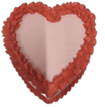 Custom heart-shaped celebration cake with elegant pink cream piping and personalised message option