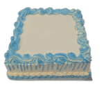 Custom Blue Drip Celebration Cake with blue icing, smooth finish and personalised message, available in Mix Fruit Jam, Chocolate, Biscoff, Mango or Pistachio flavours