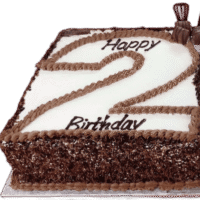 Personalised number birthday cake with chocolate decorations in Sheffield