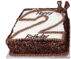 Personalised number birthday cake with chocolate decorations in Sheffield