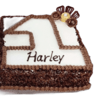 Egg Free Number 4 Birthday Cake with chocolate piping, Ferrero Rocher chocolates and chocolate fans, personalised with your own message, available in any number 0–9