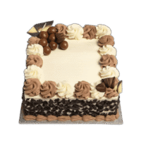 Egg Free Chocolate Celebration Cake with Maltesers, Kinder Bueno, Chocolate Curls ,chocolate fans and personalised message in Sheffield