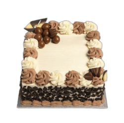 Egg Free Chocolate Celebration Cake with Maltesers, Kinder Bueno, Chocolate Curls ,chocolate fans and personalised message in Sheffield