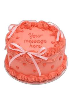 Celebrate life's sweetest moments with our Pink Ribbon Heart Celebration Cake, beautifully designed with a soft pink fresh cream finish and elegant heart-shaped details. Decorated with delicate piped borders, charming ribbon bows, and embossed heart accents, this stylish cake offers a modern yet romantic look. Finished with space for your personalised message, it's the perfect choice for birthdays, anniversaries, Valentine's Day, baby showers, or any special occasion.