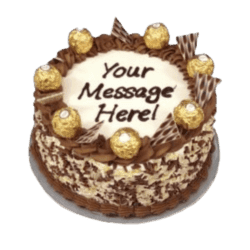 Treat your guests to our handcrafted Egg Free Ferrero Celebration Cake, beautifully decorated with Ferrero chocolates, chocolate wafer pieces, chocolate swirls and chocolate flakes around the sides. Perfect for birthdays and special occasions, this elegant cake can be personalised with your own message. Freshly made to order in Sheffield and available in Chocolate, Mix Fruit Jam, Biscoff, Mango or Pistachio flavours.