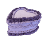 Egg Free Purple Heart Celebration Cake with lavender and deep purple cream borders and a smooth centre for a personalised message.
