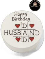 Happy Birthday Husband cake with heart design and personalized birthday message