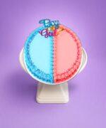 gender reveal cake for baby shower with pink and blue design