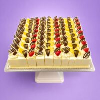 Fresh Cream Sheet Cake with Strawberries, Pineapple and Chocolate Decorations | Party Cake Sheffield