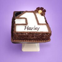 Egg Free Number 4 Birthday Cake with chocolate piping, Ferrero Rocher chocolates and chocolate fans, personalised with your own message, available in any number 0–9