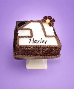 Egg Free Number 4 Birthday Cake with chocolate piping, Ferrero Rocher chocolates and chocolate fans, personalised with your own message, available in any number 0–9