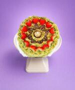 Round strawberry,fans and Ferrero pistachio cream cake