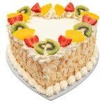 Fresh Fruit & Almond Heart Cake
