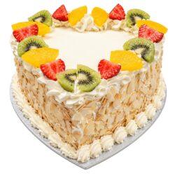 Fresh Fruit & Almond Heart Cake